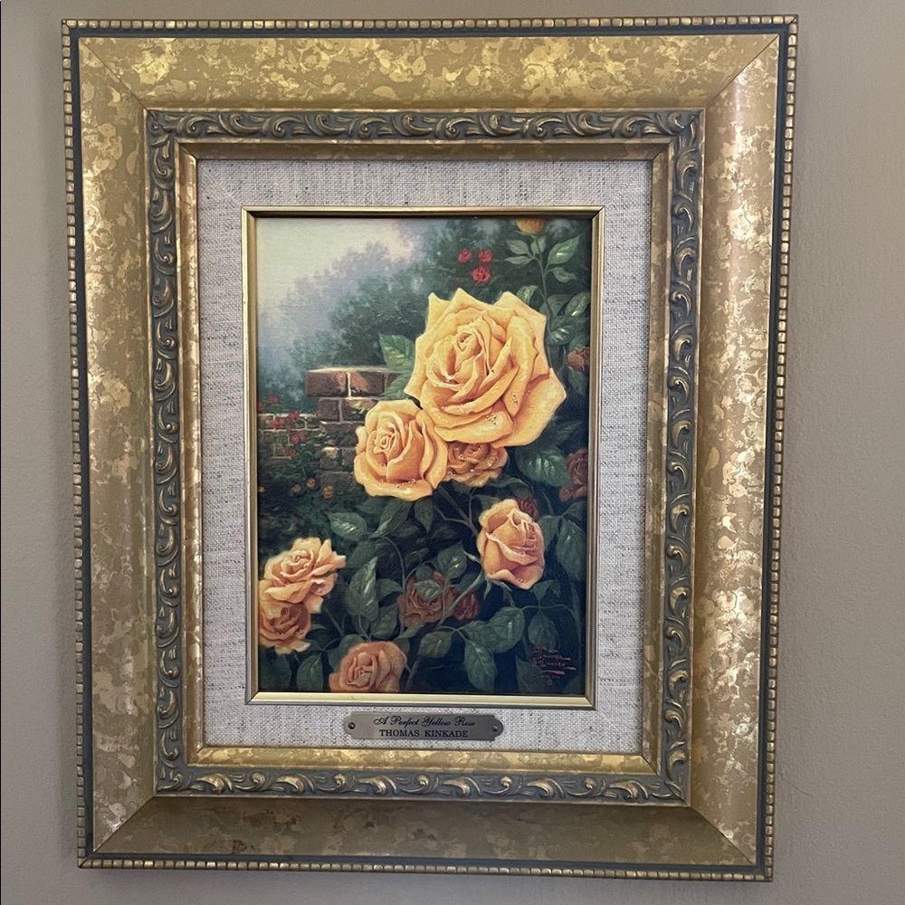 Thomas Kinkade Framed Art - A Perfect Yellow Rose